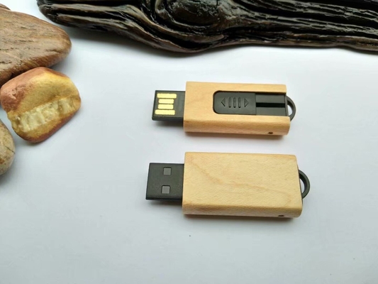 ไดรฟ์ USB แบบเสียบไม้กล่องไม้เมเปิ้ลสีลายนูนและพิมพ์โลโก้