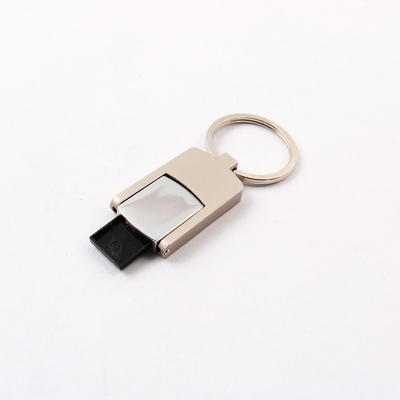 2.0 Metal USB Flash Drive UDP Flash Chip ตัวเครื่องสีเงินพร้อมพวงกุญแจ