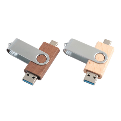 แฟลชไดรฟ์ USB ไม้ธรรมชาติ 2.0 3.0 ด้วยชนิด C + Usb A รูปทรงใหม่ ความเร็วรวดเร็ว