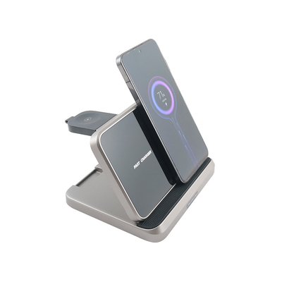 เครื่องชาร์จไร้สาย Multifunction จากวัสดุ ABS PC พร้อม 5V/2.1A Input และ Box Support