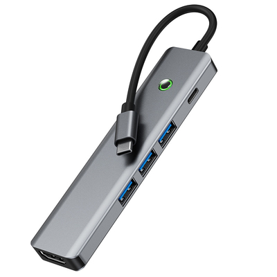 สถานีข้อมูลหลายฟังก์ชัน Usb C Hub Smart Adapter ด้วยความเร็วการโอน 5Gbps
