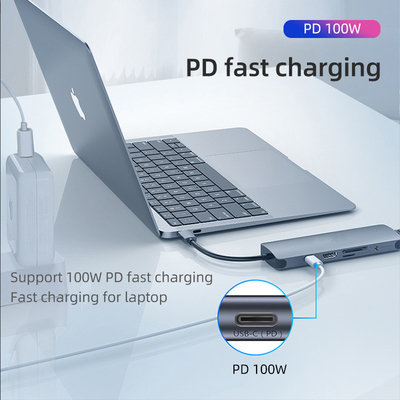 USB 3.0 Station Usb C Hub Smart Adapter / Memory Card Hub ความเร็วในการโอนข้อมูล 5Gbps