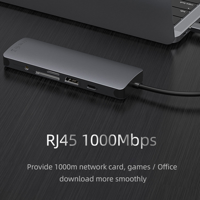 USB 3.0 Station Usb C Hub Smart Adapter / Memory Card Hub ความเร็วในการโอนข้อมูล 5Gbps