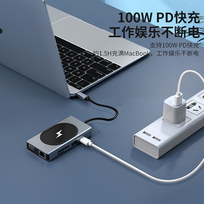 USB Type C HUB Multifunction Adapter 9 In One และมีเครื่องอ่านการ์ดความจํา