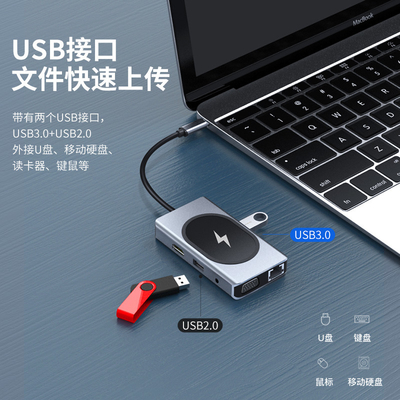 USB Type C HUB Multifunction Adapter 9 In One และมีเครื่องอ่านการ์ดความจํา