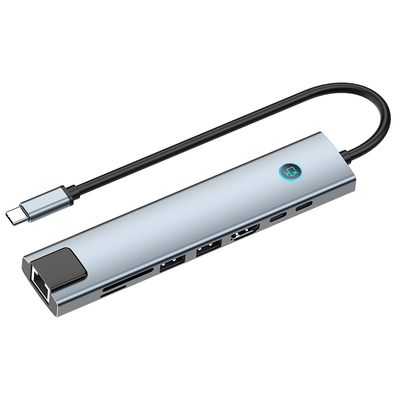 แอดป์เตอร์ Multi Port HUB พร้อมการอ่านการ์ดความจําและกระเป๋าอัลลูมิเนียม
