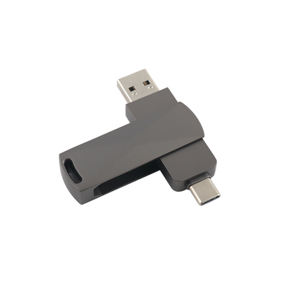 ปืน สีดําโลหะชนิด C USB แฟลชดริเวอร์ด้วยความเร็วเร็วสูง 3.0 และ 3.0 รูปแบบการบิด
