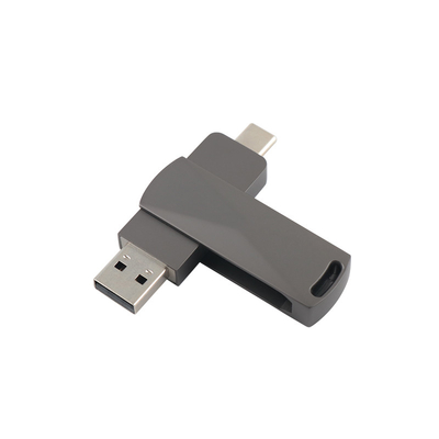 ปืน สีดําโลหะชนิด C USB แฟลชดริเวอร์ด้วยความเร็วเร็วสูง 3.0 และ 3.0 รูปแบบการบิด