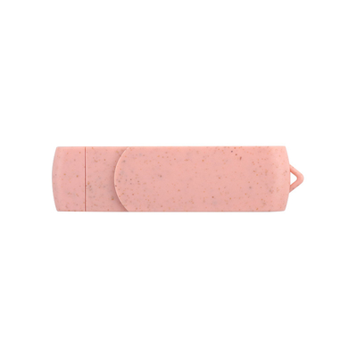 แบบ C USB Flash Drive พลาสติกสีชมพูที่มีสับพลาสติกวัสดุรีไซเคิลและโลโก้ตามสั่ง