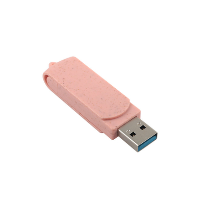แบบ C USB Flash Drive พลาสติกสีชมพูที่มีสับพลาสติกวัสดุรีไซเคิลและโลโก้ตามสั่ง