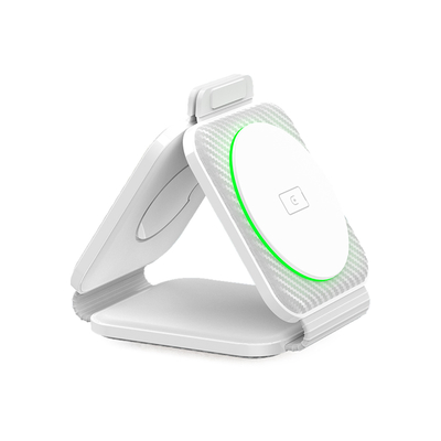เครื่องชาร์จไมเนติกไร้สายแบบพับได้สามในหนึ่ง ABS พลาสติกสําหรับ iPhone iWatch และอื่นๆ