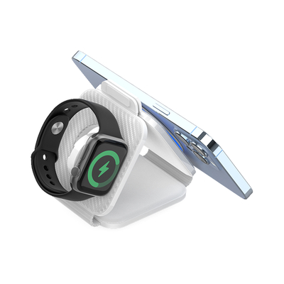 เครื่องชาร์จไมเนติกไร้สายแบบพับได้สามในหนึ่ง ABS พลาสติกสําหรับ iPhone iWatch และอื่นๆ