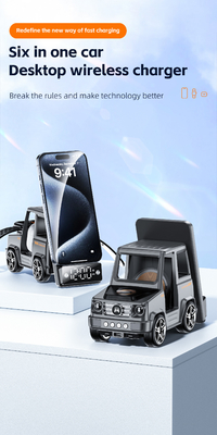 เครื่องชาร์จไร้สาย สีเทาทรงรถเย็น ชาร์จเร็วสําหรับ iPhone Airpods IWatch
