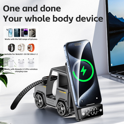 ชาร์จไร้สายทรงรถสีส้มเย็นสําหรับ iPhone Airpods IWatch 225G Output 9V/1.67A