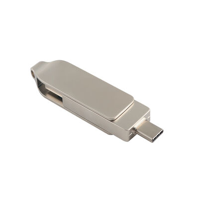 Retro Body สีเงินพร้อม TYPE C USB 128GB 256GB USB ความเร็วสูงขนาด 71.4*16.8*10.1 มม.