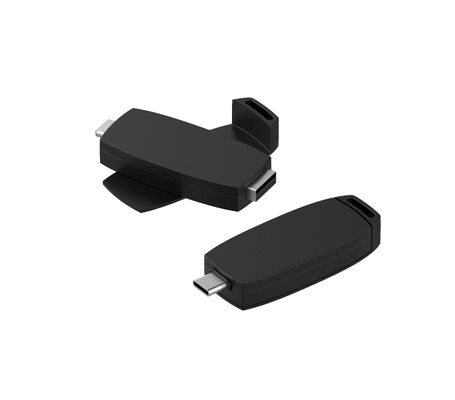 Can Rotate 360 Degrees Plastic Usb Flash Drive With Type C Ports Body Color Have White Red Black And Blue Can Do Customize Print Logo Very Fast