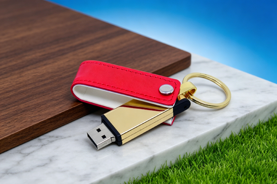 Mac OS รองรับหนัง USB แฟลชดริฟ ดํา สีสต็อก Custom OEM สไตล์ดีไซน์ทนทาน เหมาะสําหรับของขวัญบริษัท