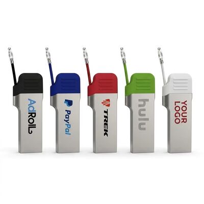 แฟลชไดรฟ์ USB Type C พร้อม USB A พร้อมฝาปิดโซ่โลหะขนาดเล็กสามารถเลเซอร์และพิมพ์โลโก้ความเร็วที่รวดเร็ว 3.2 USB และ 3.1 USB