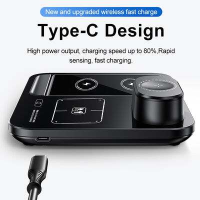 ที่ชาร์จไร้สาย 3-in-1 15W Fast Charging ดีไซน์พับได้ พร้อมระบบแม่เหล็กดูด