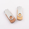 ไดรฟ์ USB ไม้รูปทรงบิดตัวเคสโลหะลายนูนสีไม้ไผ่ LOGO