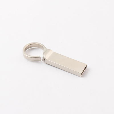 สัญลักษณ์ที่กําหนดเอง เงิน แมตต์โลหะ USB Flash Drive 2.0 64GB 128GB 20MB/S ด้วย Keyring