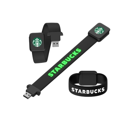 ส่องแสงเมื่ออ่านบนคอมพิวเตอร์สายรัดข้อมือซิลิโคน Usb พร้อมโลโก้เลเซอร์แสง LED