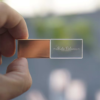 แกะสลักหรือพิมพ์โลโก้ Fast Speed ​​Crystal Usb Flash Drives พร้อม Type C และ UDP