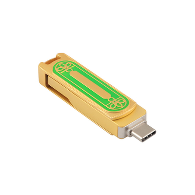 สีเขียวและสีทอง Type C USB ความเร็วสูง 128GB 256GB 512GB 150MBS