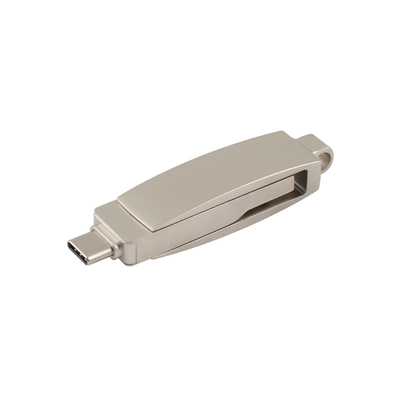 แฟลชไดร์ฟ Usb Type C สีเงินด้านความเร็วสูงผ่านการทดสอบ H2 ของ EU Standrad