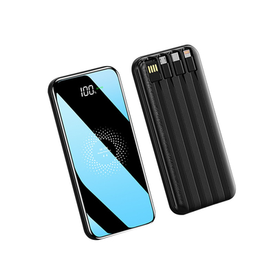 สายเคเบิล Power Bank 4 ความเร็วสูง 10,000MAH พร้อมโลโก้พิมพ์ / แกะสลักเพียงตัวเดียว