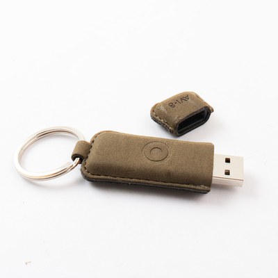 ระดับ A ความจําเต็มหนัง USB Flash Drive ด้วยการพิมพ์โลโก้ที่กําหนดเอง