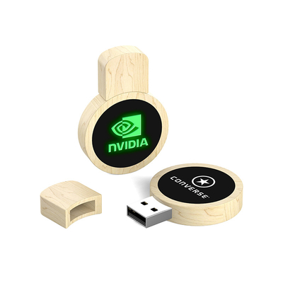 สัญลักษณ์ฉลาก LED ดาวไม้ USB แฟลชดริเวอร์ USB2.0/3.0 ประเภทอินเตอร์เฟซไม้ธรรมชาติ