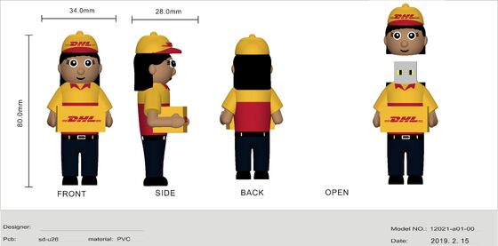 DHL Delivery Woman Person การ์ตูน usb แฟลชไดรฟ์