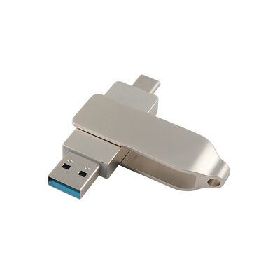 Retro Body สีเงินพร้อม TYPE C USB 128GB 256GB USB ความเร็วสูงขนาด 71.4*16.8*10.1 มม.