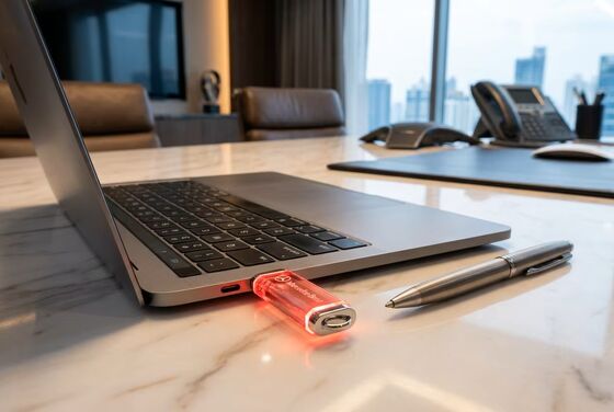 การแกะสลักโลโก้บนอะคริลิกภายในแฟลชไดรฟ์ USB รองรับตัวเลือกที่สมบูรณ์แบบสำหรับการประชุมทางเทคโนโลยีและนิทรรศการ