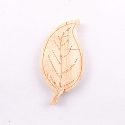 15MB/S 32GB 128GB แฟลชไดรฟ์ USB ไม้ Leaf Shape Memory I Fast Speed