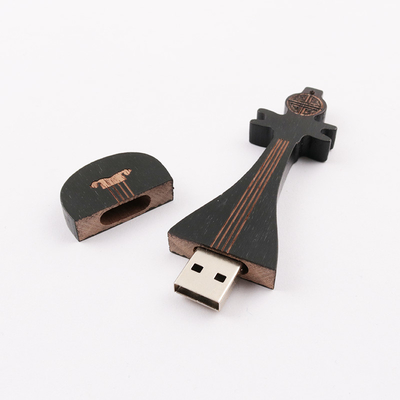 15MB/S 32GB 128GB แฟลชไดรฟ์ไม้ กีตาร์ รูปร่าง หน่วยความจำ ความเร็วที่รวดเร็ว