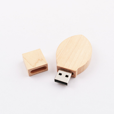 ไม้รูปใบไม้ Usb 3.0 ความเร็ว 100MB-80MB/S แกะสลักโลโก้ทั้งสองด้าน