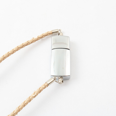 สร้อยข้อมือไดรฟ์ USB ซิลิโคนเปลือกโลหะ 256GB 128GB 64GB เชือกหนัง 15MB / S