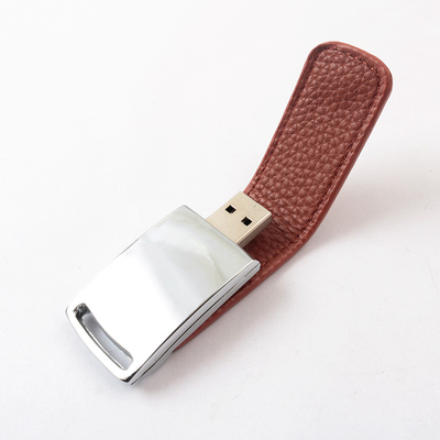 หนังแท้ Usb ติด 2.0 3.0 usb แฟลชไดรฟ์แบบพกพา 64GB 30MB/S