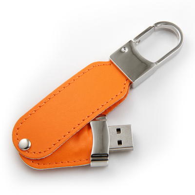 โลโก้ลายนูน หนัง PU แฟลชไดรฟ์ USB 2.0 102x25x10mm 8GB