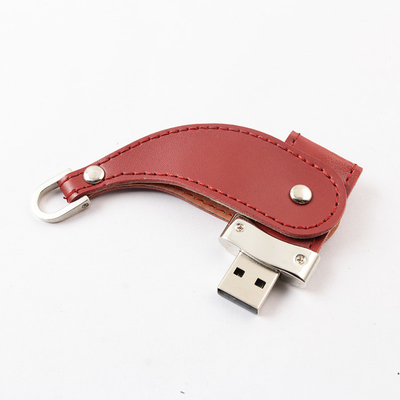 ฝาครอบหนัง กุญแจโลหะ Usb Stick 2.0 แบบพกพา 64GB 128GB 30MB / S