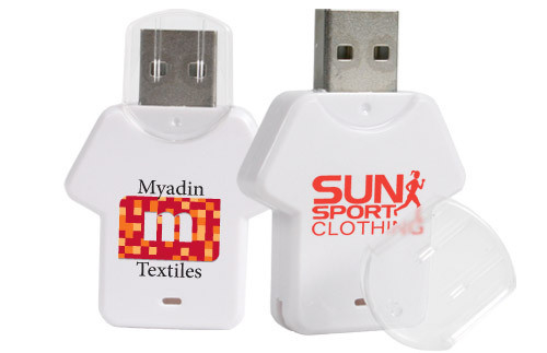 รูปร่างเสื้อยืดพลาสติก USB ติด 16GB 32GB usb แฟลชไดรฟ์สีขาว 2.0 3.0 ROHS
