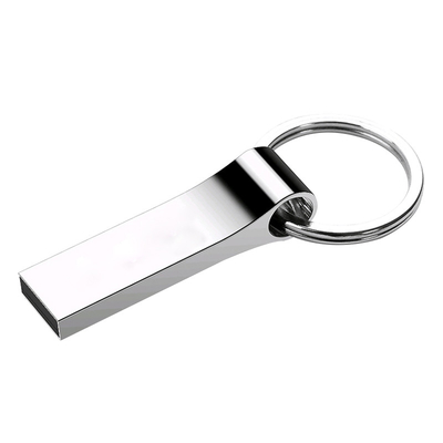 ODM 32GB 64GB 128GB ไดรฟ์ USB โลหะเงินหน่วยความจำเต็มพร้อมพวงกุญแจ