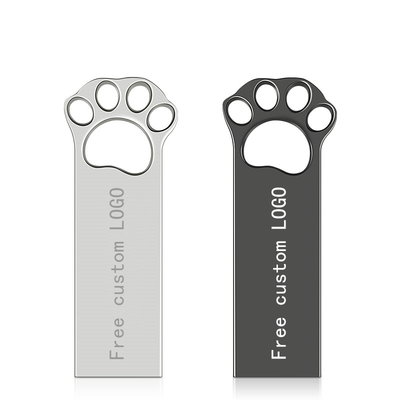 รูปร่างอุ้งเท้าสุนัข แฟลชไดรฟ์ USB โลหะ 2.0 128GB 256GB 15MB / S ความเร็ว